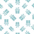 Gift boxes seamless pattern. White Christmas holiday vector illustration. Royalty Free Stock Photo