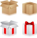 Gift boxes. Set of different present boxes. Surprise in the box. Royalty Free Stock Photo
