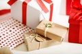 Gift boxes on table Royalty Free Stock Photo