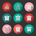 Gift boxes vector icons set over black