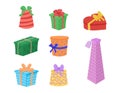 Gift boxes vector set. Collection of presents Royalty Free Stock Photo