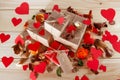 Gift boxes on wooden table Royalty Free Stock Photo