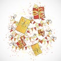 Gift Boxes and Holiday Pennants Royalty Free Stock Photo