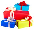 gift boxes wrapped in colorful paper Royalty Free Stock Photo