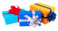 Gift boxes wrapped in colorful paper Royalty Free Stock Photo