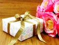 Gift boxs pressent with ribbon decorations Royalty Free Stock Photo