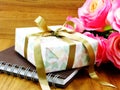 Gift boxs pressent with ribbon decorations Royalty Free Stock Photo