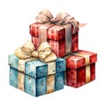 Gift Boxs, Watercolor Christmas Clipart, Christmas PNG, Watercolor Winter PNG, Christmas Clip art