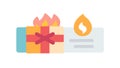 Gift with Burning Note Icon, Special Message Present, vector design Generative AI Royalty Free Stock Photo