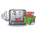 With gift button B on a mascot keyboard Royalty Free Stock Photo