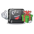 With gift button f4 in the shape cartoon