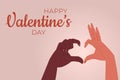 Gift card or banner for valentines day, Hands making a Heart shape with fingers Royalty Free Stock Photo