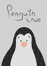 Gift card design Penguin love