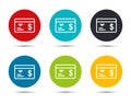 Gift card dollar sign icon flat round button set illustration design Royalty Free Stock Photo