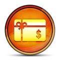 Gift card dollar sign icon shiny bright orange round button illustration Royalty Free Stock Photo