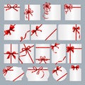 Gift card frames. Red ribbons gift banners with place for text vector collection Royalty Free Stock Photo