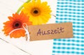 Gift card with german word, Auszeit, means timeout or relax Royalty Free Stock Photo