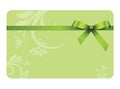 Gift Card With Green Ribbon And A Bow Royalty Free Stock Photo