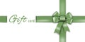 Gift card, green ribbon, green loop, bow Royalty Free Stock Photo