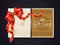 Gift Card Paper Certificate with Red Ribbon Bow Royalty Free Stock Photo