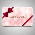 Gift card with red bow Royalty Free Stock Photo