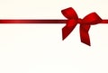 Gift Card With Red Ribbon And A Bow. Gift Voucher Template with place for text.