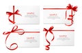 Gift Card with Red Ribbon and Bow Set. Vector Royalty Free Stock Photo