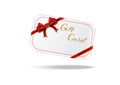 Gift card with red ribbons and bow Royalty Free Stock Photo