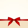 Gift Card with Shiny Red Satin Gift Bow Close up