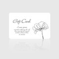 Gift card vector with poppy flower design on white background for beauty salon, spa, massage salon. Gift card template Royalty Free Stock Photo