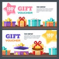 Gift card, voucher, certificate or coupon vector design layout. Discount banner template for surprise holidays greetings Royalty Free Stock Photo