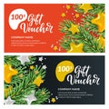 Gift card, voucher, certificate, coupon vector design template. Discount banner for Christmas and New Year holidays sale Royalty Free Stock Photo