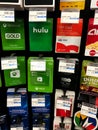 Gift cards at a chain pharmacy store