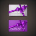 Gift Cards With Purple Bow And Ribbon.