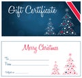 Red and blue christmas holiday gift certificate design Royalty Free Stock Photo