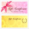 Gift certificate, Voucher, Coupon, Gift card template with stars and bow Royalty Free Stock Photo