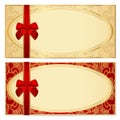 Gift certificate (Voucher) template. Bow, pattern