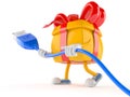 Gift character with network cable Royalty Free Stock Photo