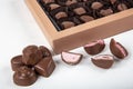 Gift chocolate. An Image Of The Chocolate Varieties. Close-up view of chocolate box, view from above