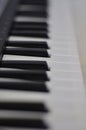 Gift close-up on synth keys with a soft blurred background