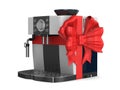 Gift coffee machine on white background. Isolated 3d illustration