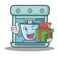 With gift coffee maker character cartoon