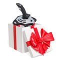 Gift concept, joystick inside gift box. 3D rendering Royalty Free Stock Photo