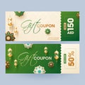 Gift coupon or voucher layout collection with different discount offer. Royalty Free Stock Photo