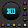 Gift discount coupon dark push buttons with color icons