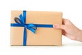 Gift environmentally friendly packaging in hand Royalty Free Stock Photo