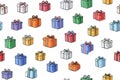 Gift excitement. Seamless pattern. Bright gift boxes. Hand drawn. Minimalist style Royalty Free Stock Photo