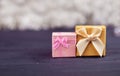 Gift festive boxes for the new year Royalty Free Stock Photo