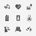 Gift flat black shop icon set on white Royalty Free Stock Photo