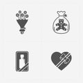 Gift flat black shop icon set on white Royalty Free Stock Photo